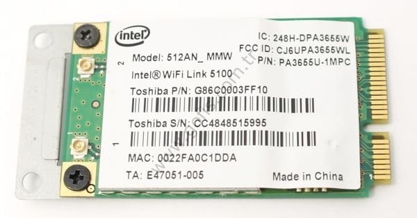 TOSHİBA QOSMİO F50 WİRELESS KART E47051-005 K000060780 PA3655U-1MPC G86C0003FF10 512AN_MMW WİFİ CARD