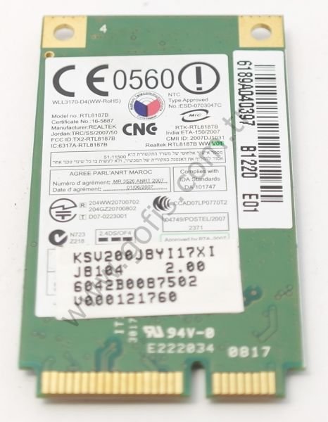 TOSHİBA SATELLİTE L300-1A3 WİRELESS KART V000121760 RTL8187B 6042B0087502 WİFİ CARD