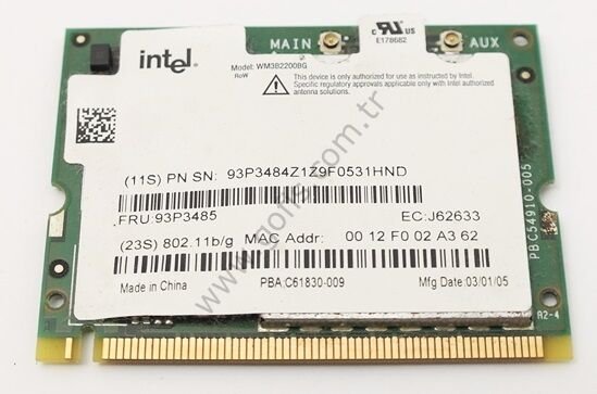 IBM THİNKPAD T40 T41 T42 T43 WİRELESS KART 93P3485 J62633 WM3B2200BG WİFİ CARD