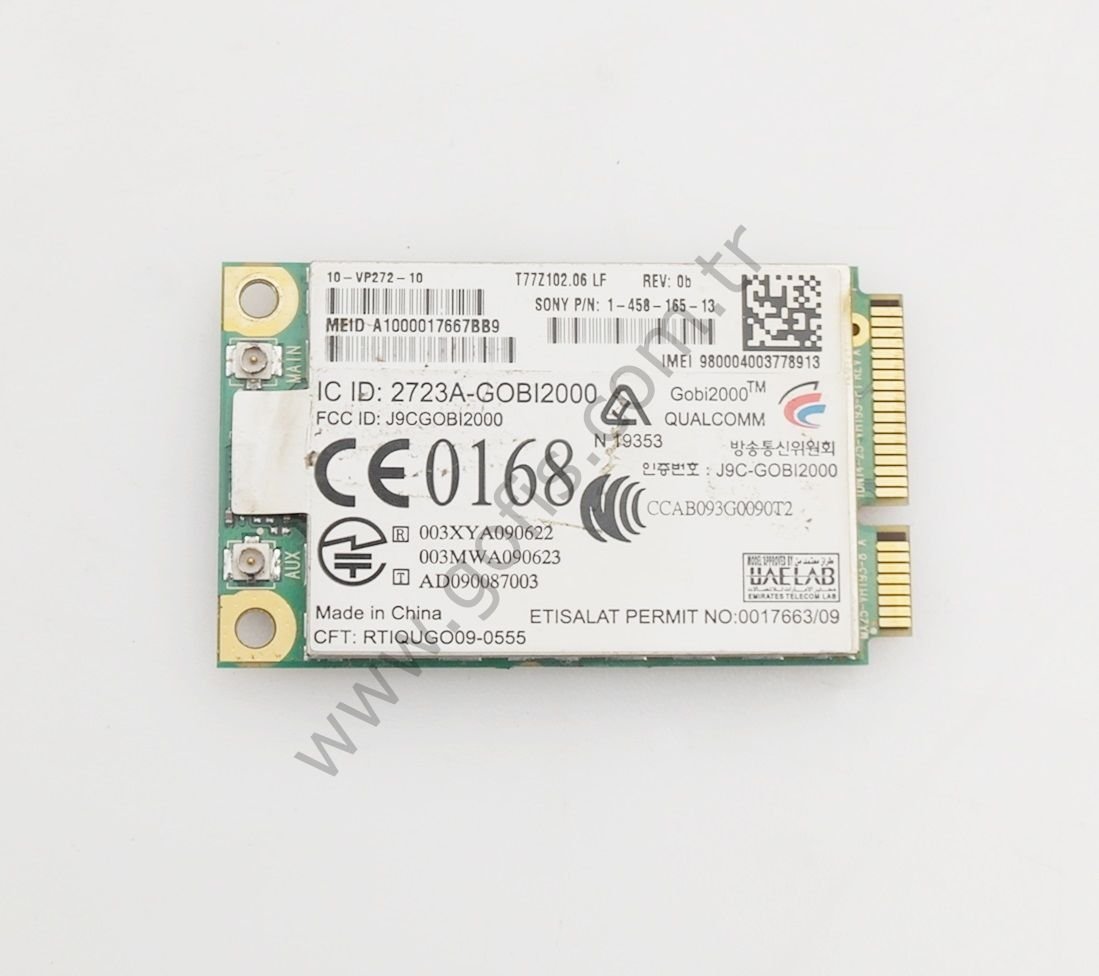 SONY VAİO VPCZ1 VPC-X VPCSA WİRELESS KART 10-VP272-10 T77Z102.06 1-458-165-13 2723A-GOBI2000 WİFİ CARD