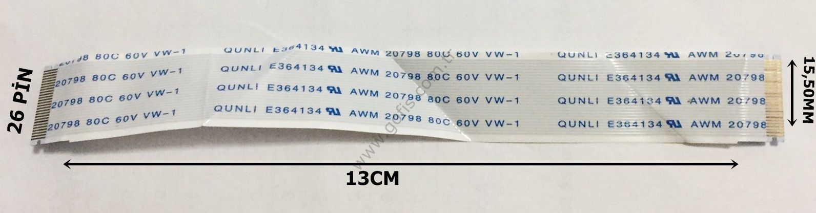 QUNLI E364134 AWM 20798 80C 60V VW-1 FLEX KABLO 15,50MM 13CM 26 PİN FLEX CABLE