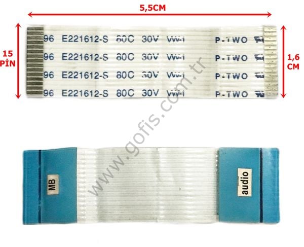 P-TWO AWM 20696 E221612-S 80C 30V VW-1 FLEX KABLO 1,6CM 5,5CM 15 PİN FLEX CABLE
