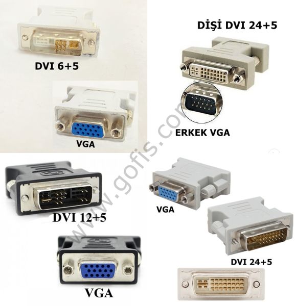 DVI TO VGA  DÖNÜŞTÜRÜCÜ 24+5 - 12+5 - 6+5