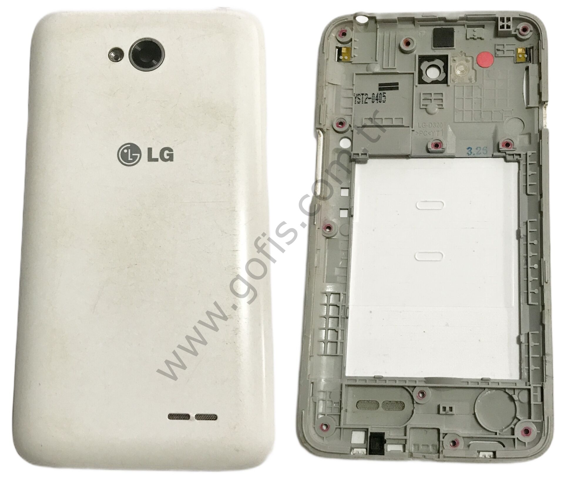 LG OPTIMUS L70 D320 ARKA PİL KAPAK + ORTA ÇITA PLASTİK BEYAZ %100 ORİJİNAL