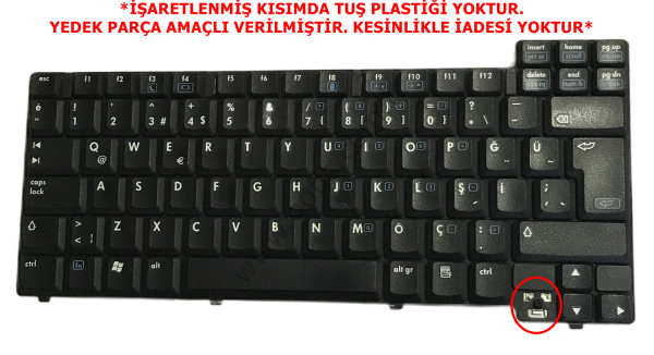 HP COMPAQ NC6110, NC6120, NC6320, NX6315, NX6320, NX6110 KLAVYE TÜRKÇE Q 365485-141 378248-141 *YEDEK PARÇA AMAÇLI* (2)