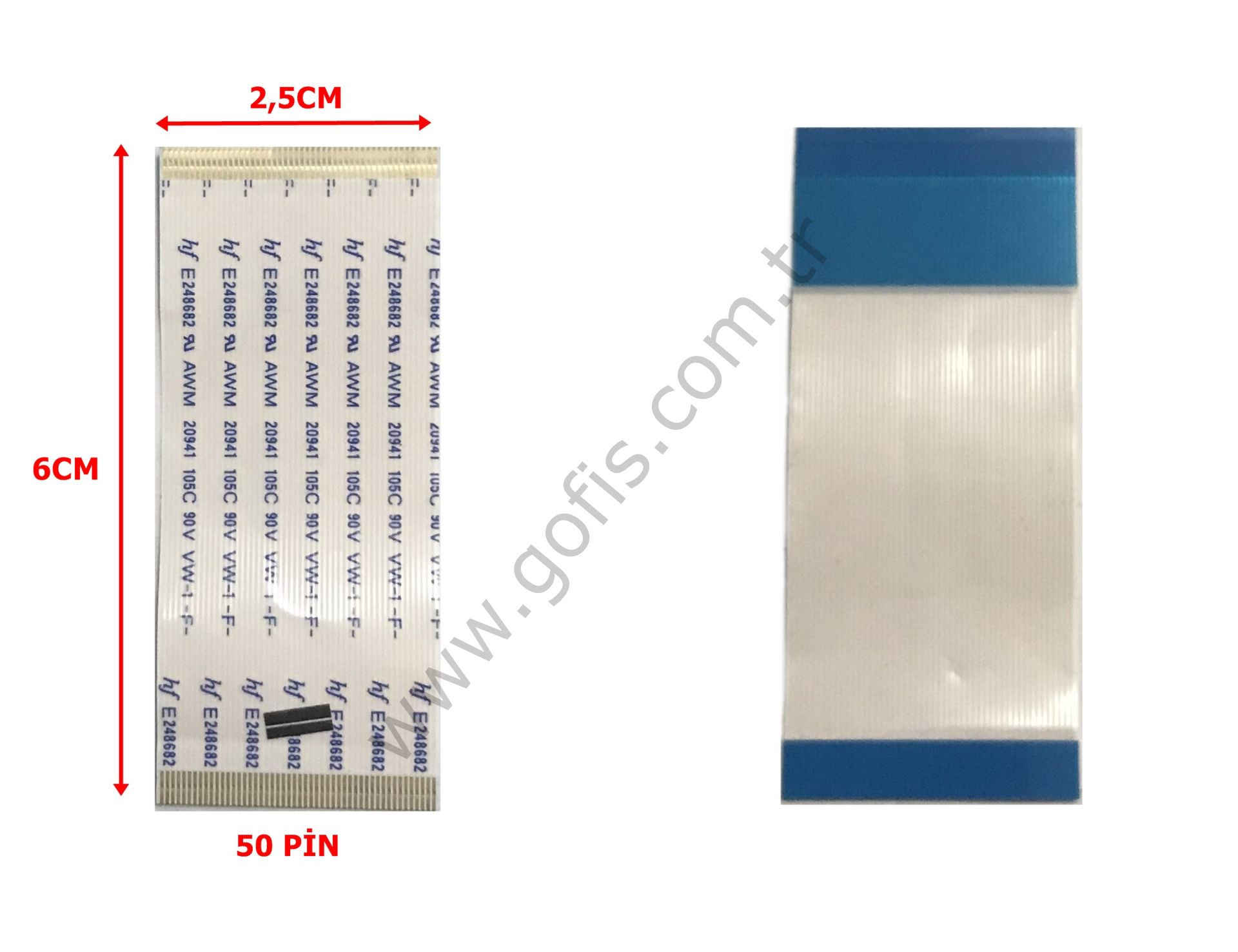 HF E248682 AWM 20941 105C 90V VW-1 -F- FLEX KABLO 2,5CM 6CM 50 PİN FLEX CABLE