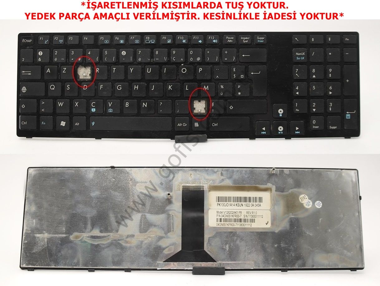 ASUS X93S KLAVYE AZERTY V126202AK1 04GN6S1KFR00-7 *YEDEK PARÇA AMAÇLI*