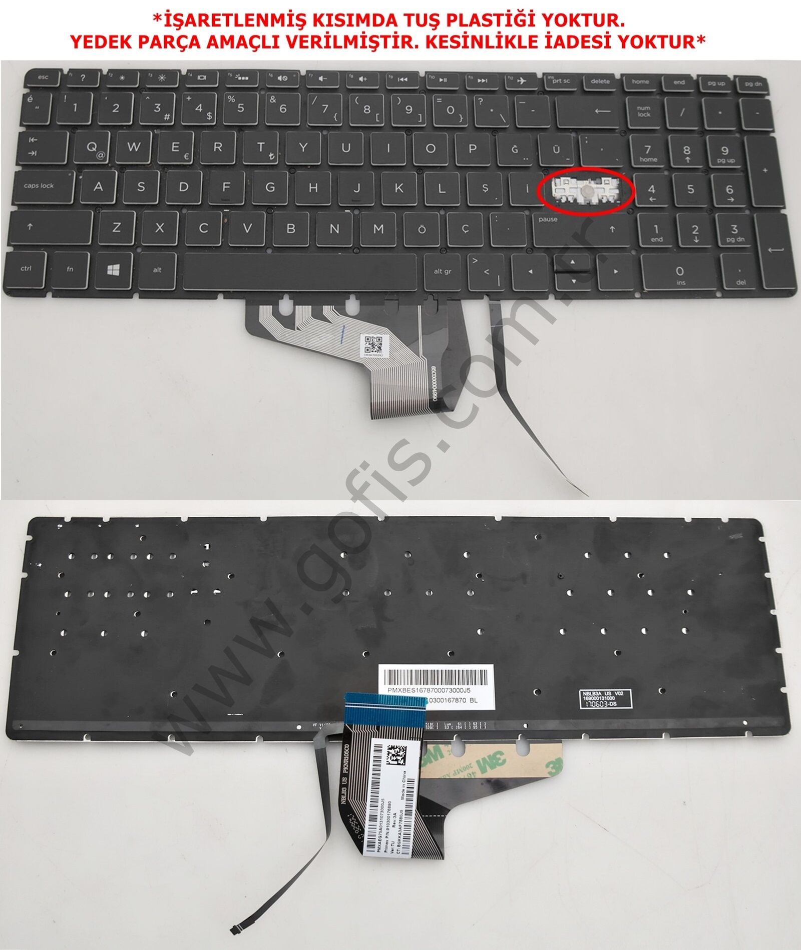 HP PAVİLİON 15-CB KLAVYE TÜRKÇE Q NBLB3A 910300167870 169000131000 *YEDEK PARÇA AMAÇLI*