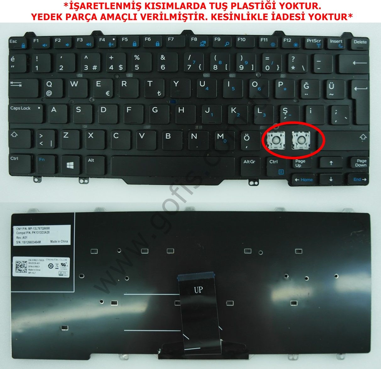 DELL LATİTUDE 3340 3350 E7450 E7480 E5450 KLAVYE TÜRKÇE Q CN-01R5C1 *YEDEK PARÇA AMAÇLI*