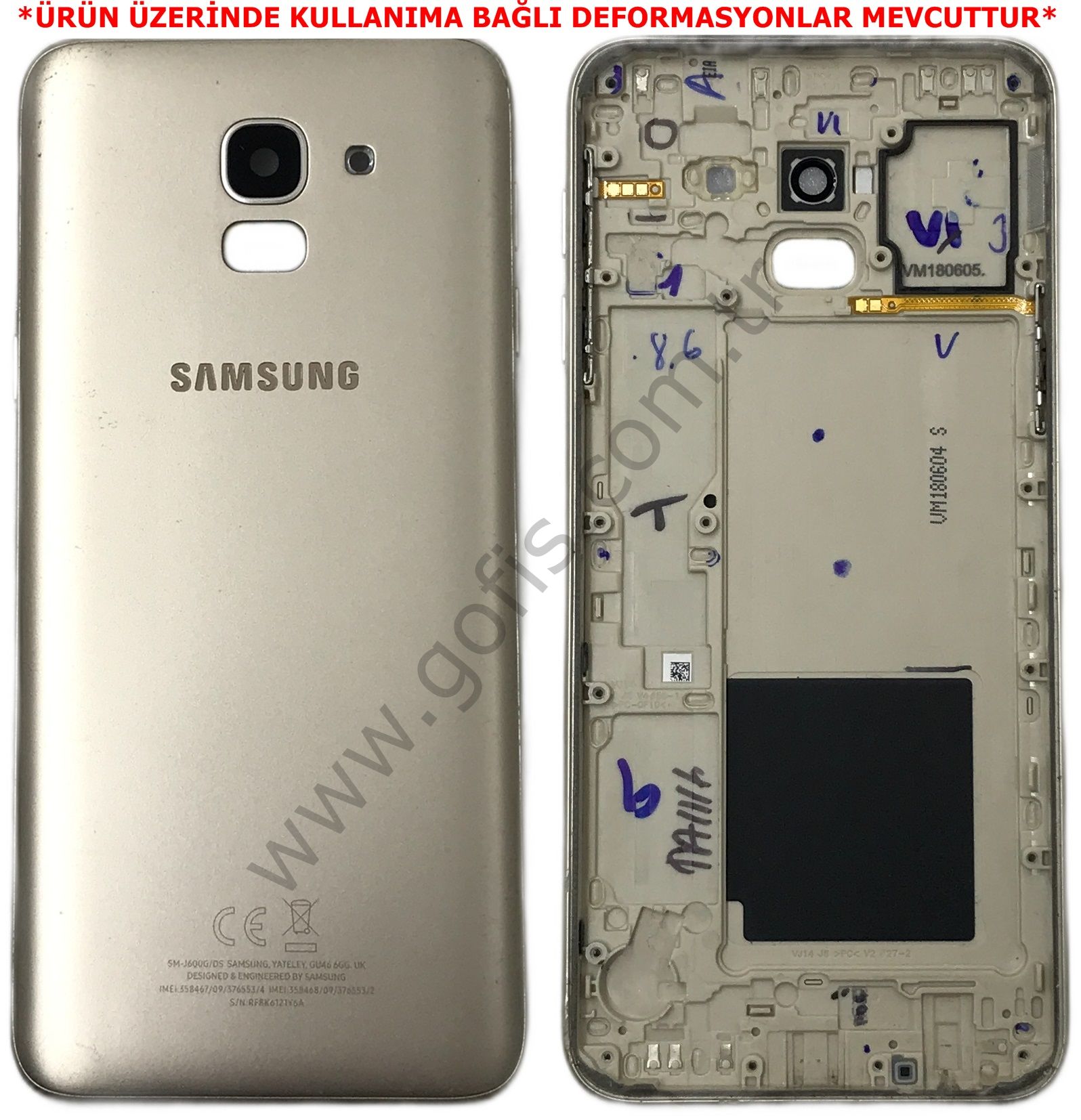SAMSUNG GALAXY J6 KASA ARKA PİL BATARYA KAPAK ÇİFT SİM SM-J600G/DS %100 ORİJİNAL