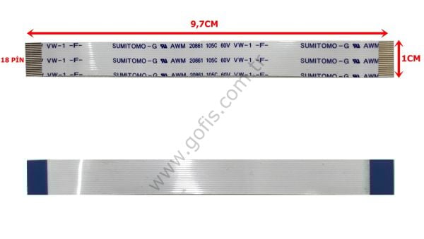 RİCOH AFİCİO MPC3002 MPC3502 KONTROL PANELİ BORDU FLEXİ 1CM 9,7CM 18 PİN FLEX CABLE