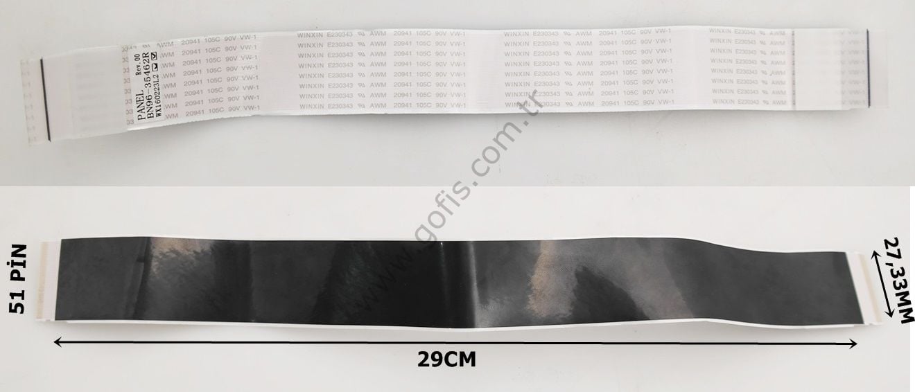 SAMSUNG UN75JU7100F, UN75JU6500F, UN75JU641DF LVDS KABLO BN96-35462R 27,33MM 29CM 51 PİN LVDS CABLE