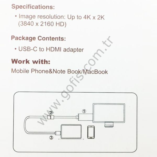 SAMSUNG GALAXY S8 4K HDTV TYPE C TO HDMI GÖRÜNTÜ AKTARICI KABLO 2M