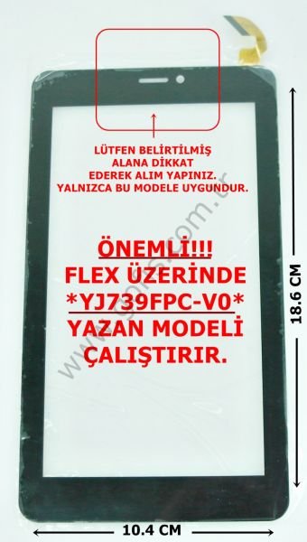VESTEL V TAB LİTE 2 DOKUNMATİK YJ739FPC-V0 ÖN CAM SİYAH