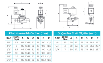 3/8'' RAKORLU 6.5 MM ORIFISLI PİLOTLU TIP SOLENOID VANA 220V