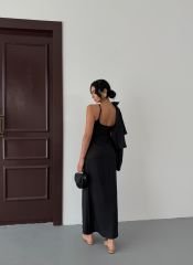 Elbise & Gömlek Takım İthal Keten Kumaş Siyah