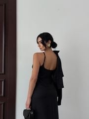 Elbise & Gömlek Takım İthal Keten Kumaş Siyah