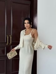 Elbise & Gömlek Takım İthal Keten Kumaş Krem