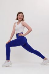 Saks Mavisi Kadın Sporcu Tayt Toparlayıcı Push-Up