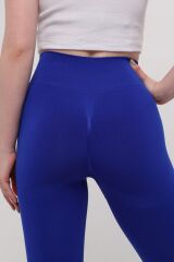 Saks Mavisi Kadın Sporcu Tayt Toparlayıcı Push-Up