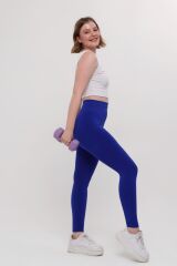 Saks Mavisi Kadın Sporcu Tayt Toparlayıcı Push-Up