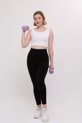 Siyah Kadın Sporcu Tayt Toparlayıcı Push-Up