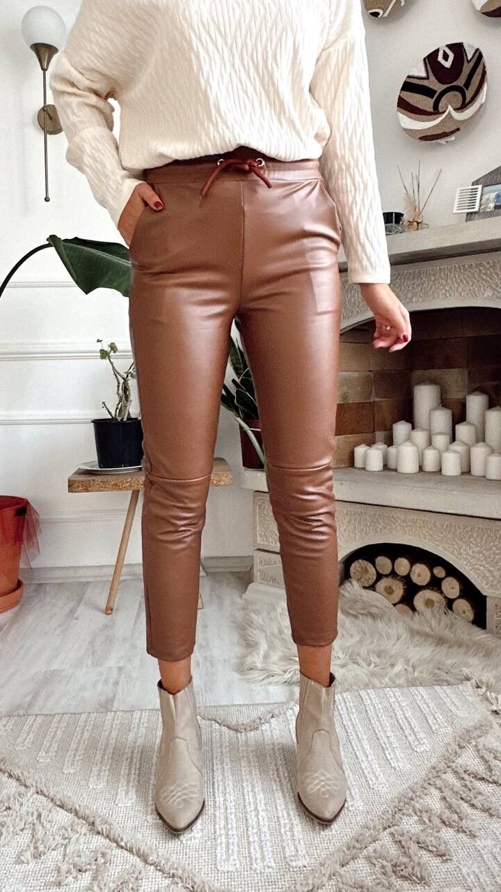 Taba Premium Mat Deri Pantolon İçi Pamuk Şardon Kumaş ( En-Boy Likralı )
