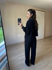Siyah Biyeli Eşofman Takım Modal Kumaş