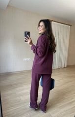Mürdüm Escobar Kumaş Pamuk Örme Gömlekli Takım