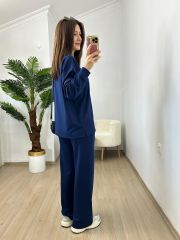Lacivert Modal Scuba Kumaş Sweat Günlük Takım