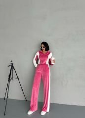 Pembe Fransız Kadife Kumaş Eşofman Takım