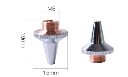 BODOR Nozul  Alt. 3D M8 Hava Kanallı Tam Krom Kaplı Ucu Konik  (D:17-H:19MM) - Uzak Doğu Üretim