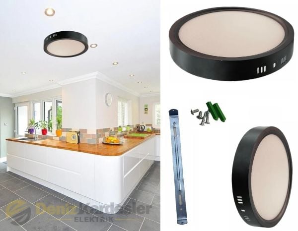 CATA 18W SIVA ÜSTÜ LED PANEL (SİYAH KASA)( 3200 K)