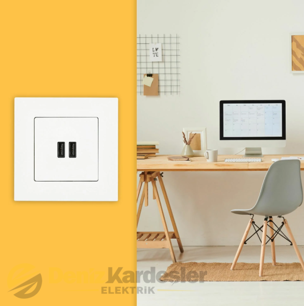 GÜNSAN EQONA BEYAZ İKİ ÇIKIŞLI USB ŞARJ PRİZ 5V