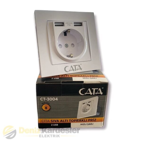 CATA ÇİTA S/A TOPRAKLI PRİZ (2 USB HIZLI ŞARJ)