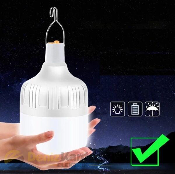 CATA 30W TAŞINABİLİR ŞARJLI LED AMPUL(BEYAZ)(4 FON