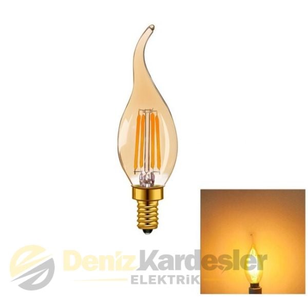 CATA 4W RUSTİK LED KIVRIK BUJI AMPUL(E14)(AMBER)