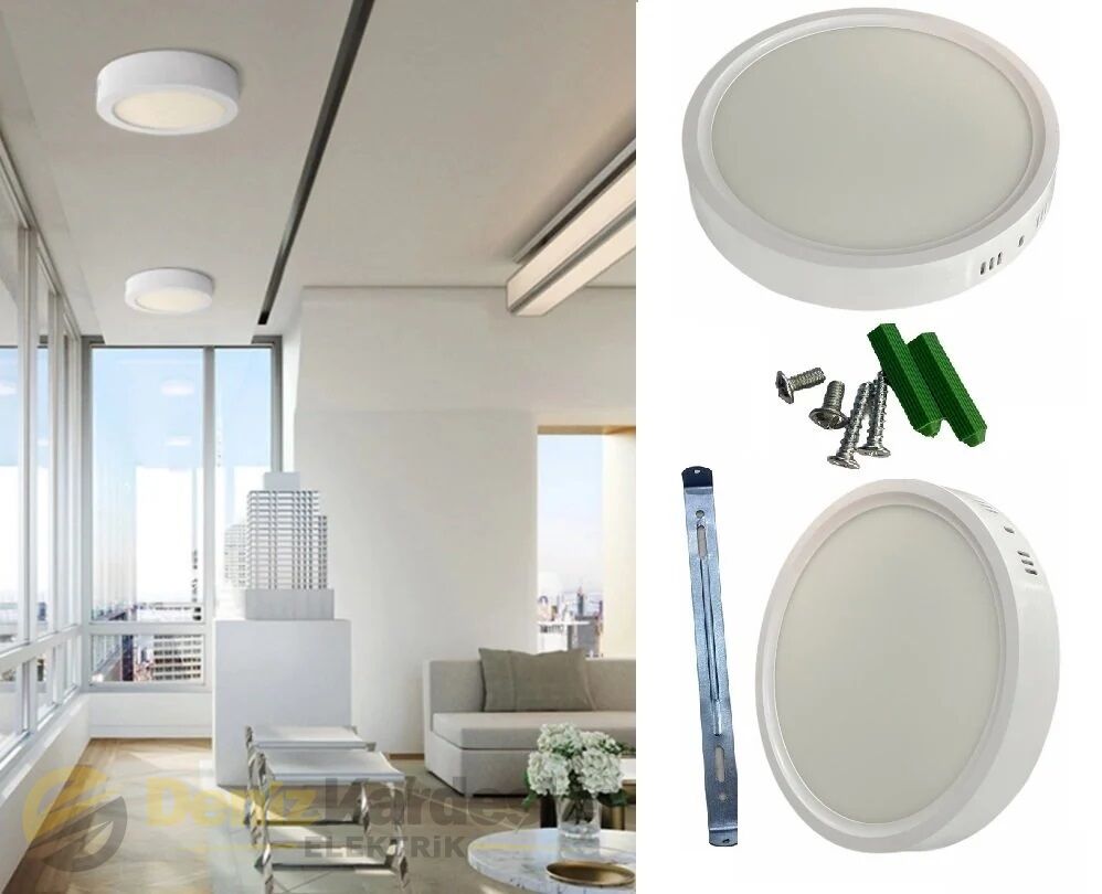 CATA 18W SIVA ÜSTÜ LED PANEL (YUVARLAK) (BEYAZ)