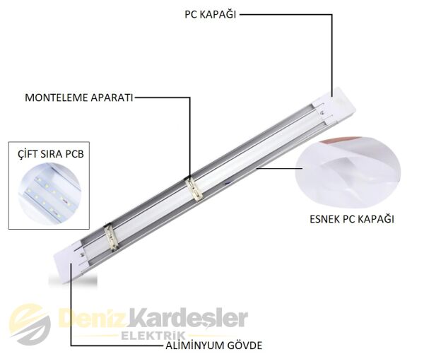 CATA 18W YATAY LEDLİ BANT ARMATÜR (BEYAZ)