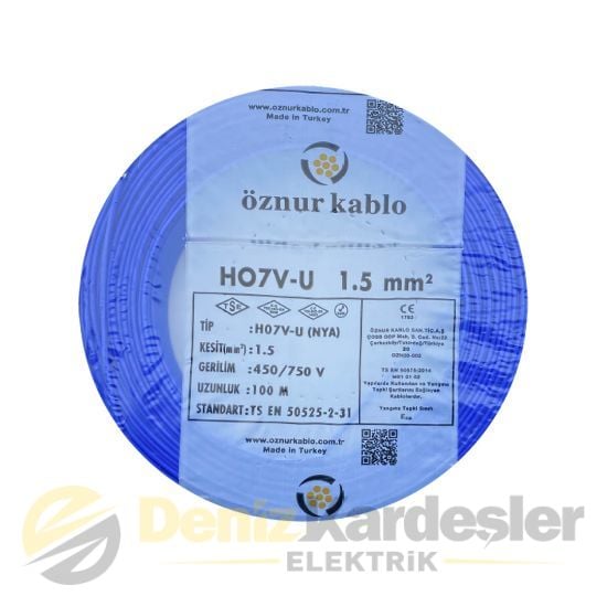 ÖZNUR 1,5mm NYA KABLO MAVİ
