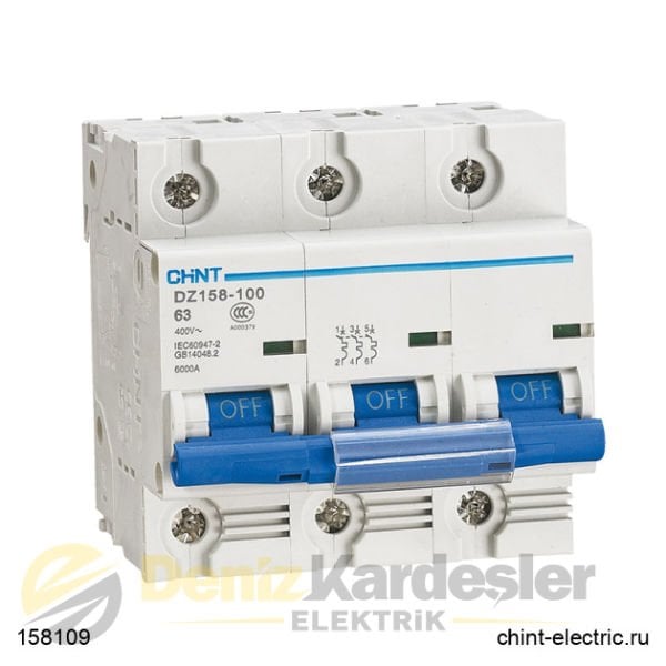 CHİNT DZ158 Serisi / 3 Kutuplu 10kA / C tipi 125A