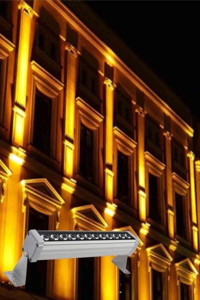 ACK 9x1W AMBER IP65 27CM LED WALLWASHER