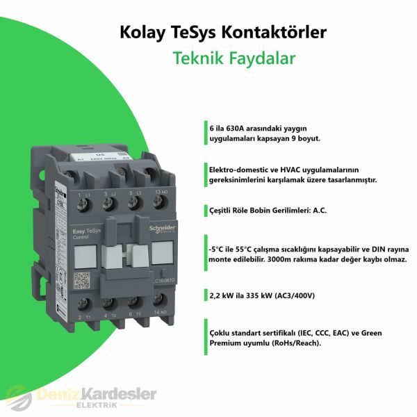 SCHNEİDER EASYPACT TVS KONTAKTÖR 3P 9A 220VAC 50HZ