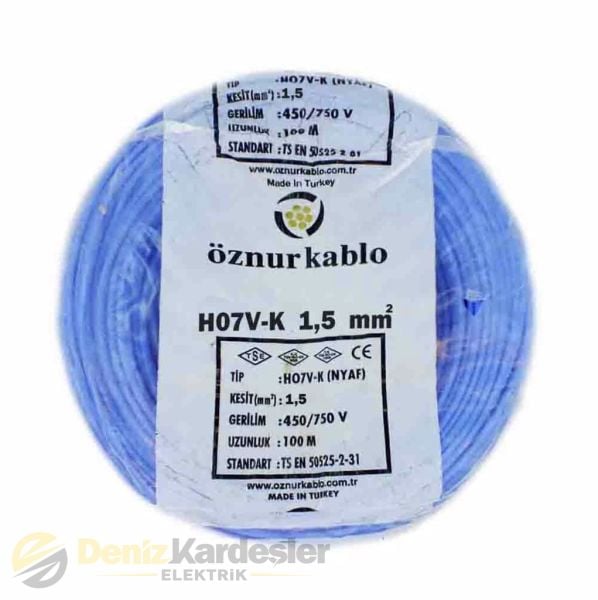 ÖZNUR 1,5mm NYAF KABLO MAVİ H.FREE