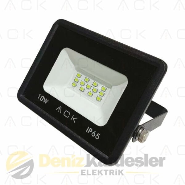 Ack 10W Siyah Led Projektör 3000K