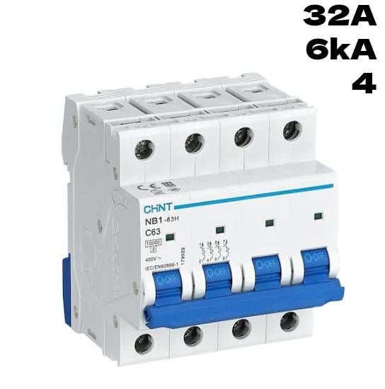 CHİNT NXB 4 KUTUP 6KA C/32A OTOMATİK SİGORTA
