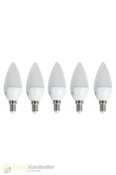 - 7 Watt E14 Duylu Led Mum Ampul - Gün Işığı - (5 Adet)