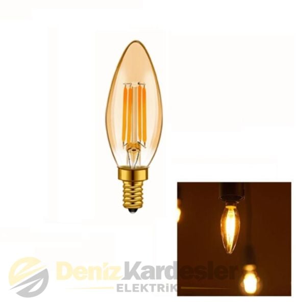 CATA 4W RUSTİK LED BUJI AMPUL (E-14)(AMBER)