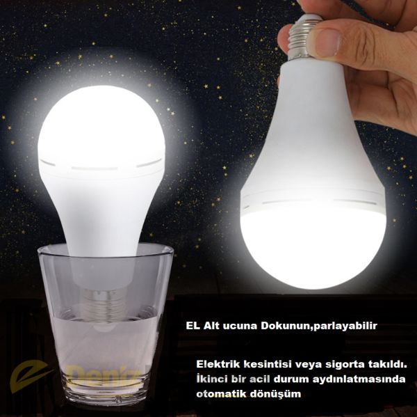 CATA 9W ŞARJLI LED AMPUL (BEYAZ)