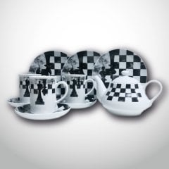 Güral Porselen Satranç Temalı Çay Takımı (20 Parça)